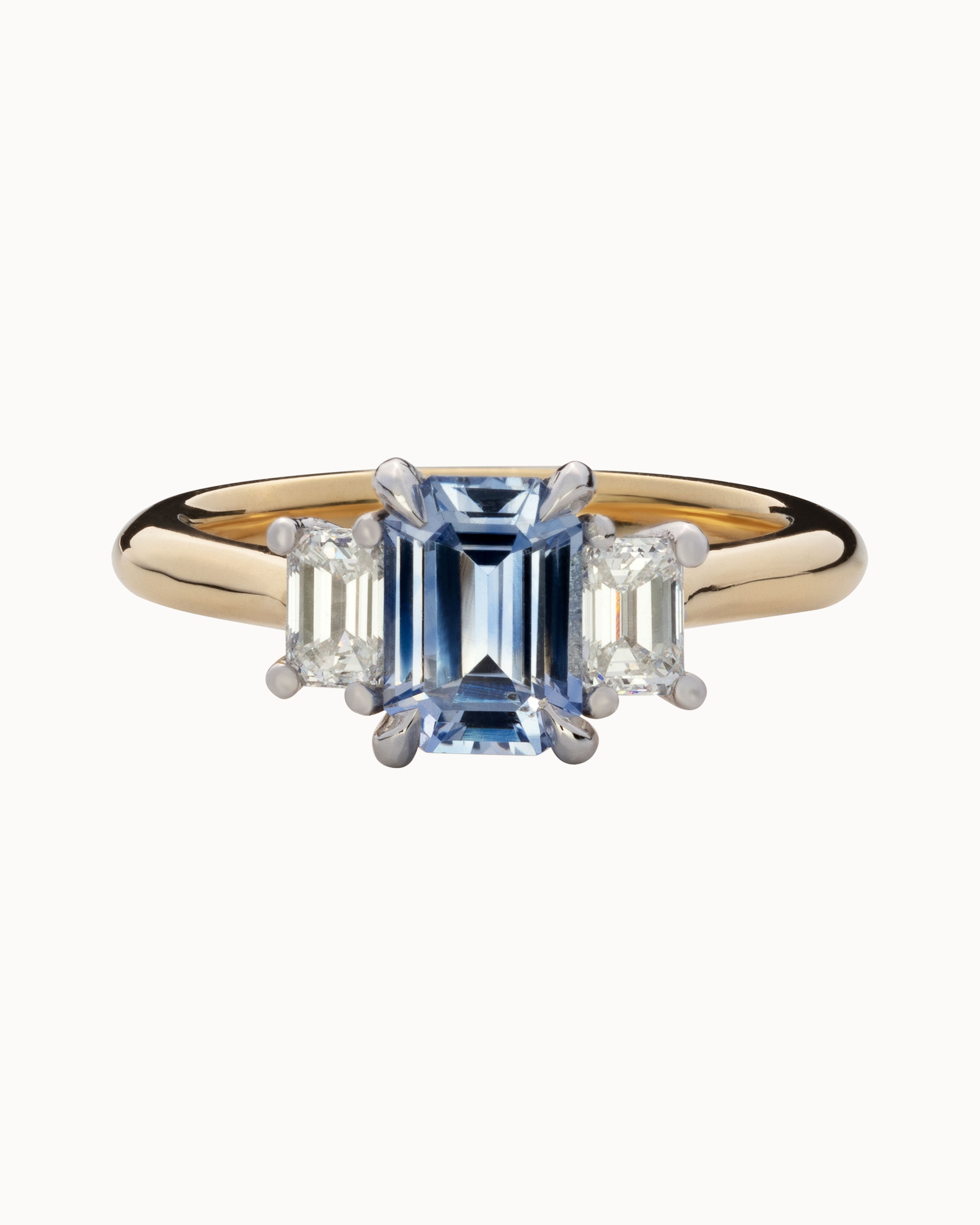 Natural 1.22ct Blue Sapphire and Diamond Trilogy