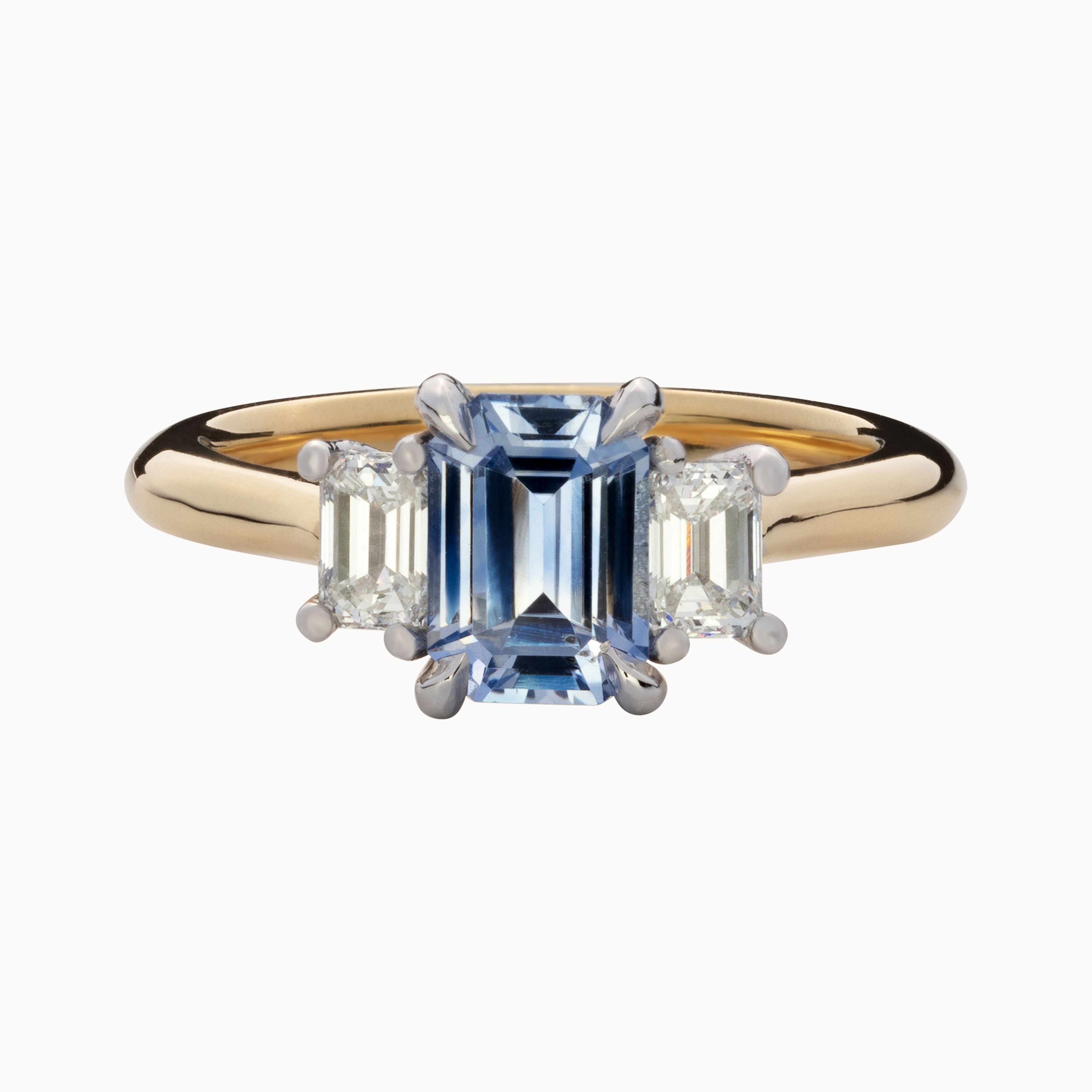 Natural 1.22ct Blue Sapphire and Diamond Trilogy
