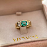 1.30ct Zambian Emerald and Diamond Signet