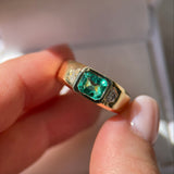 1.30ct Zambian Emerald and Diamond Signet