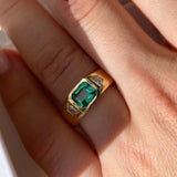 1.30ct Zambian Emerald and Diamond Signet