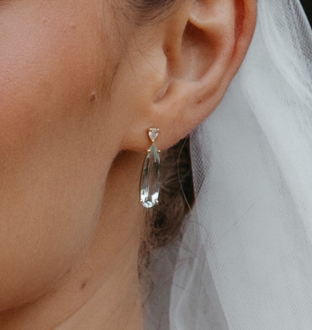 Aquamarine and Diamond Studs