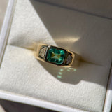 1.30ct Zambian Emerald and Diamond Signet