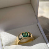 1.30ct Zambian Emerald and Diamond Signet