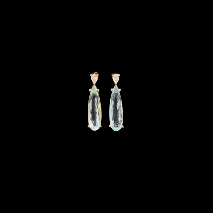 Aquamarine and Diamond Studs