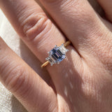Natural 1.22ct Blue Sapphire and Diamond Trilogy