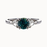 1.58ct sparkly teal sapphire and diamond trilogy