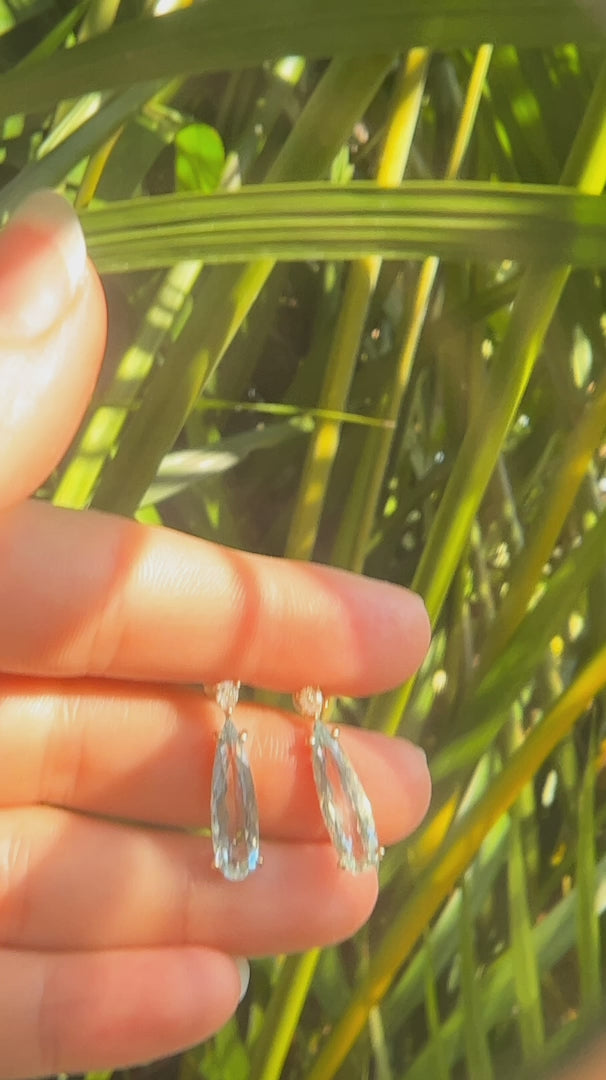 Aquamarine and Diamond Studs